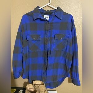 Womens Aerie Blue Plaid Flannel size small